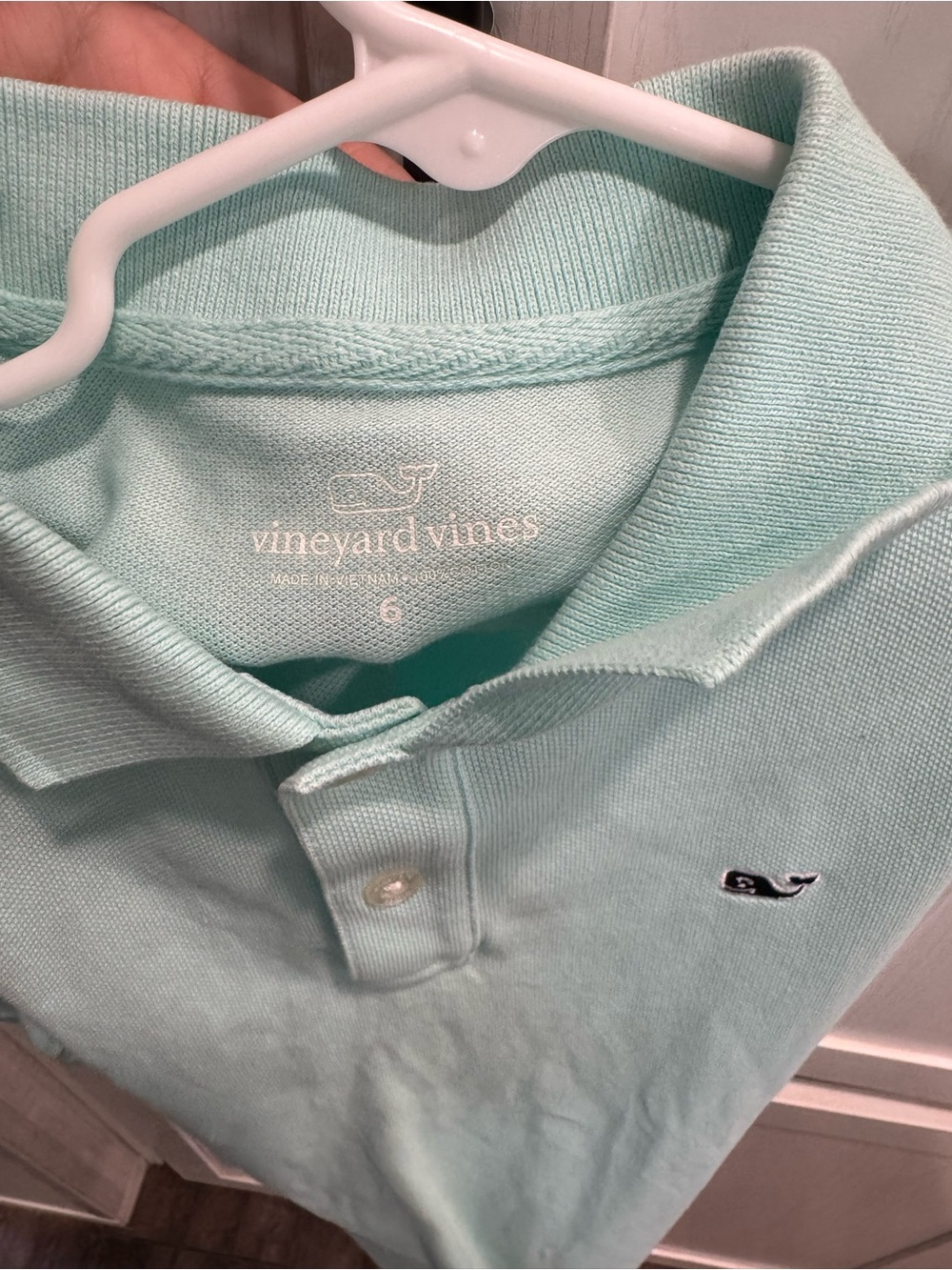 Vineyard Vines Kids Mint Green Polo with Whale Logo - Picture 3 of 3